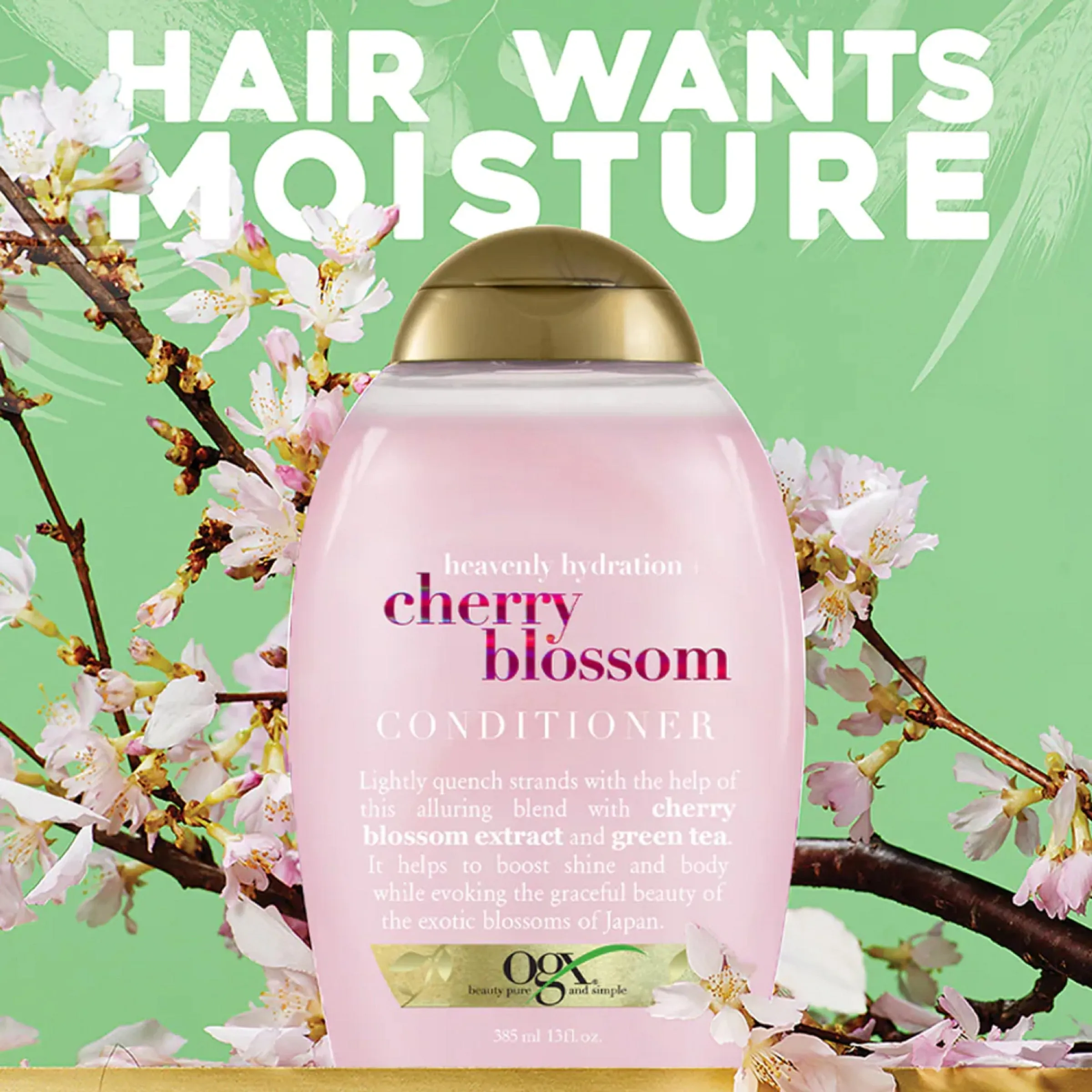 OGX Heavenly Hydration   Shine Cherry Blossom Conditioner For Thin & Fine Hair 385mL