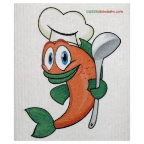 Orange Fish Chef: Single Cloth - SWEDEdischcloths