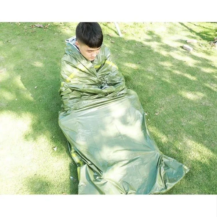 Outdoor Pe Sleeping Bag Disaster Relief & Cold Prevention Heat Insulation & Warmth Emergency Sleeping Bag(Green)