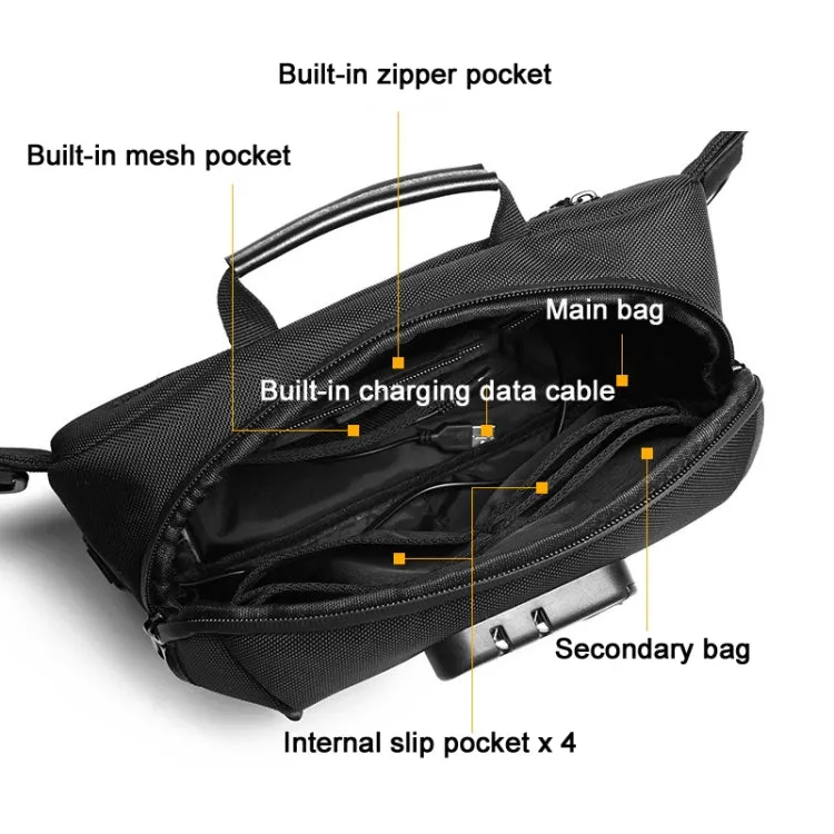 Ozuko 9257 Men Outdoor Sports Waist Bag Anti-Theft Shoulder Messenger Bag(Black)