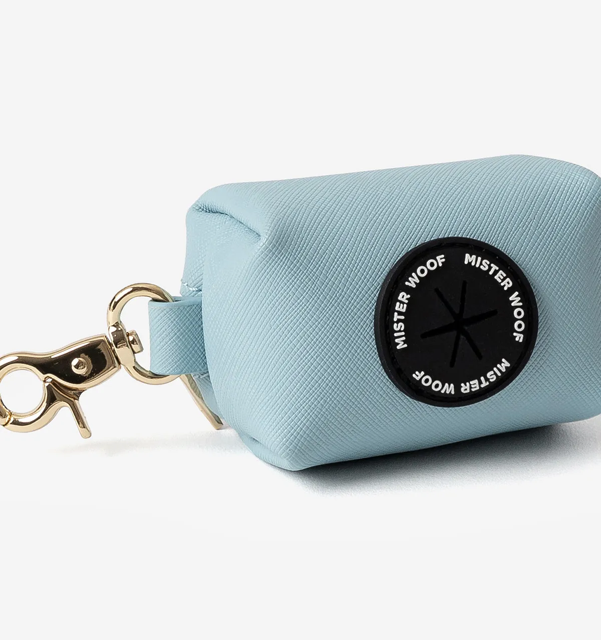 Pale Blue Leather Poop Bags