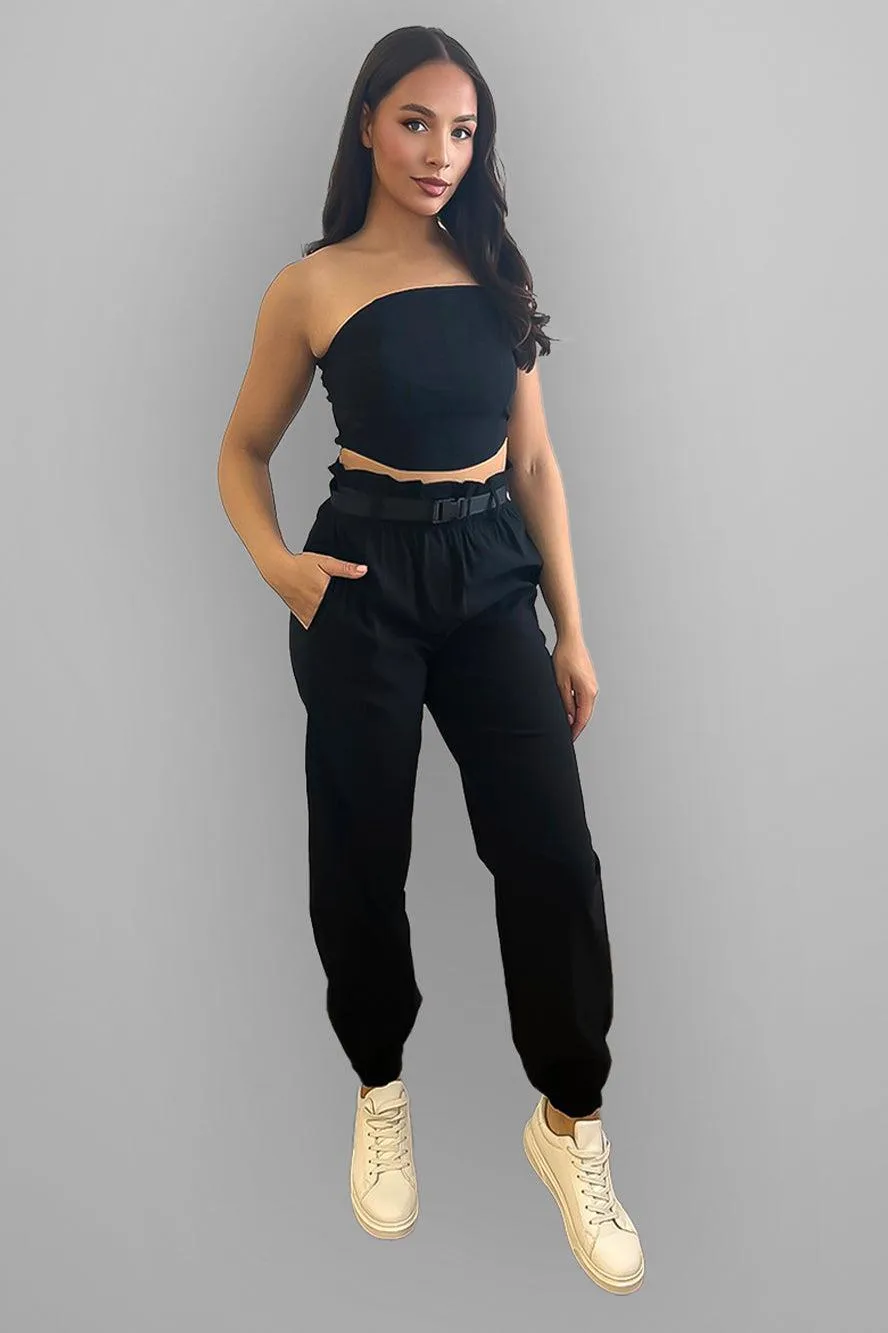 Paper Bag Waist Trousers & Bustier Set