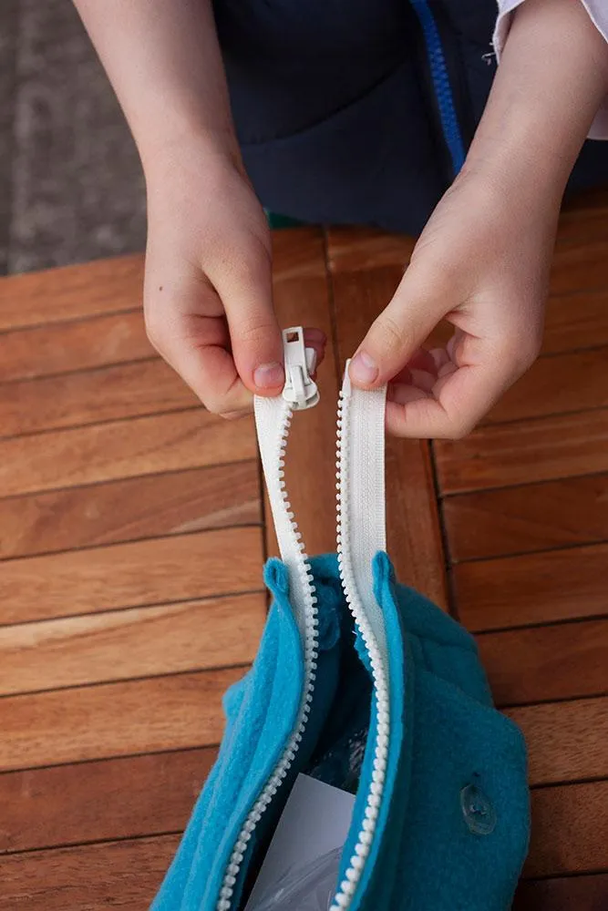 Pencil case: Fasten it, Zip it, Button it, Rip it