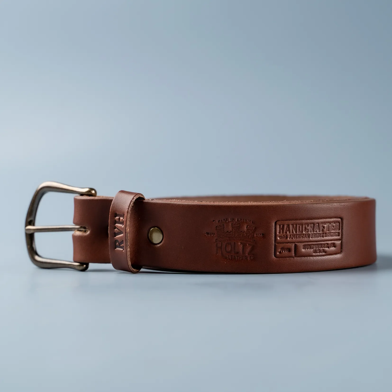 Personalized Bridle Leather Men's Casual Belt – Rounded Nickel or Brass Buckle