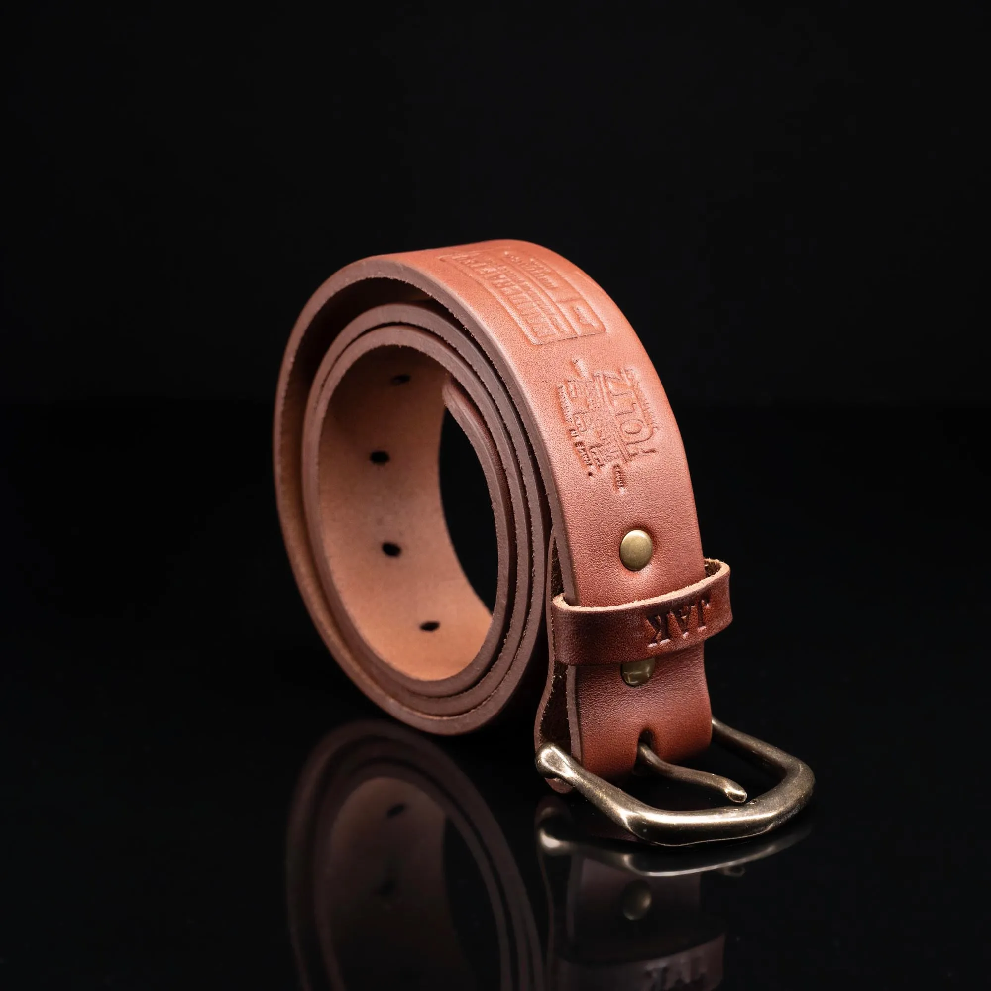 Personalized Bridle Leather Men's Casual Belt – Rounded Nickel or Brass Buckle