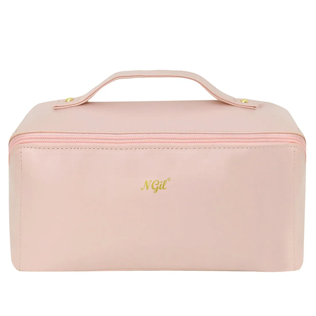 Pink NGIL Medium Faux Leather Expandable Travel Toiletry