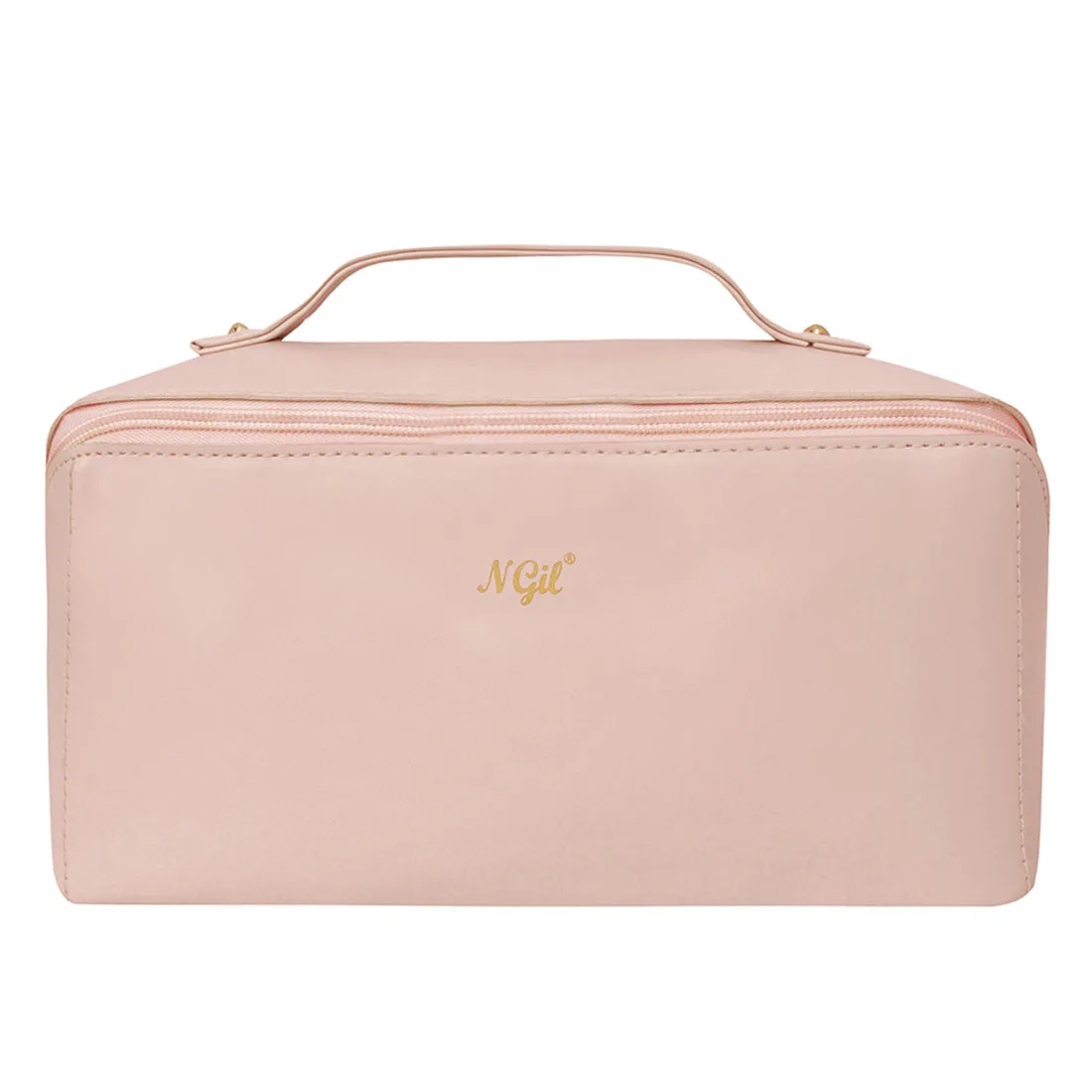 Pink NGIL Medium Faux Leather Expandable Travel Toiletry