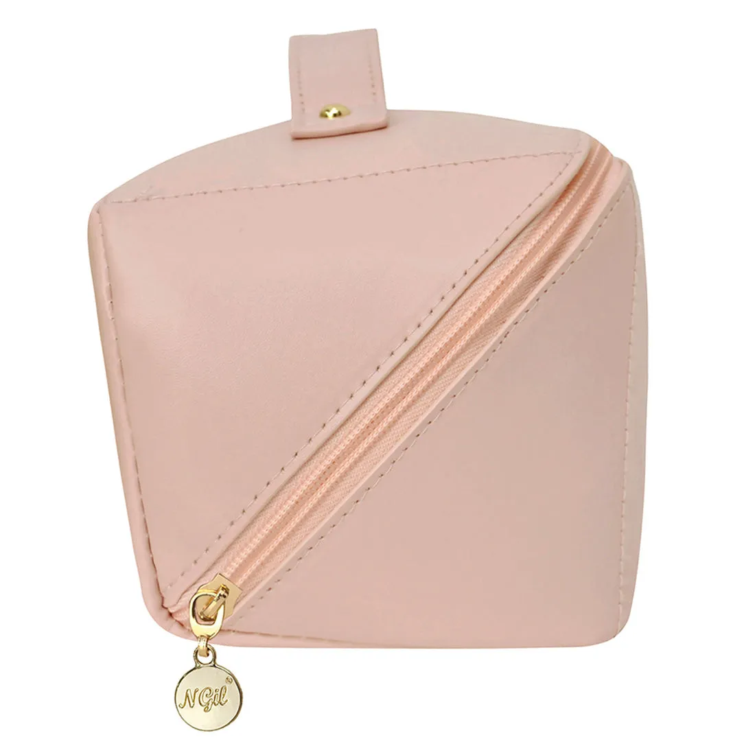 Pink NGIL Medium Faux Leather Expandable Travel Toiletry