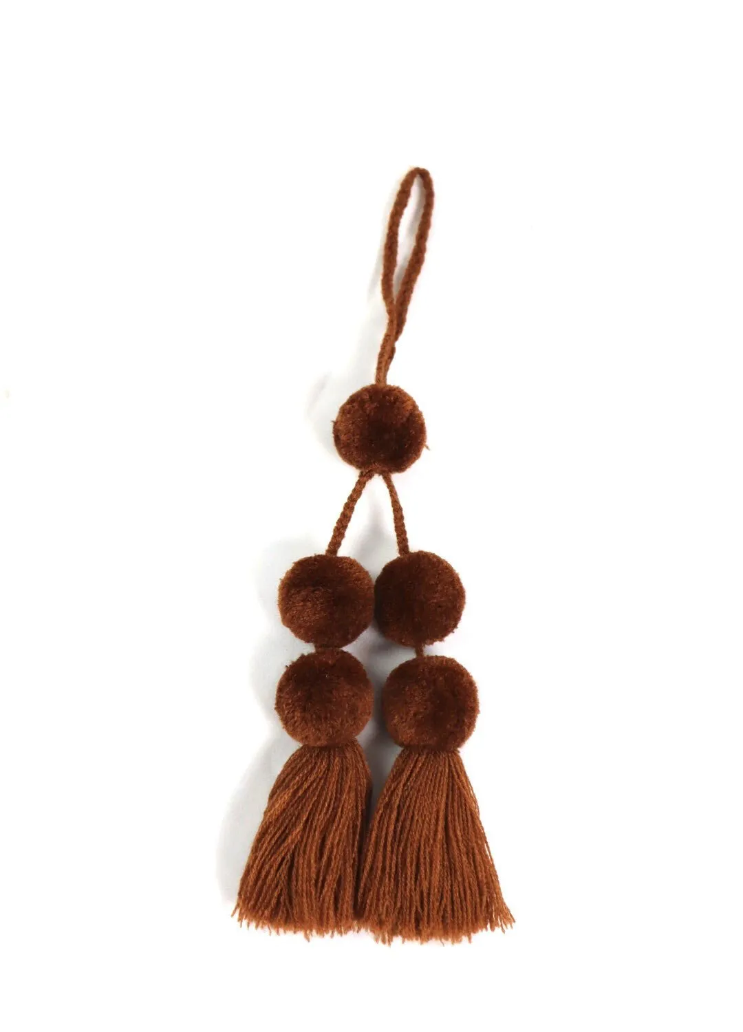 Pom Pom Charm Tassel - Brown