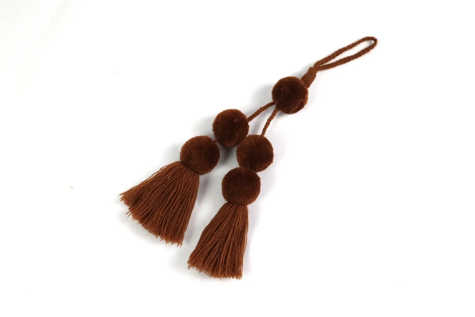 Pom Pom Charm Tassel - Brown