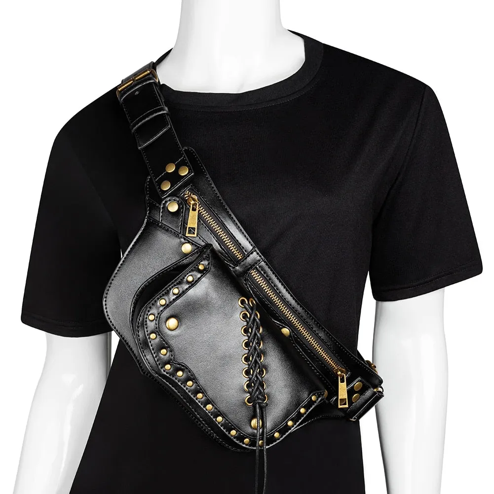 Punk Rock Steampunk Waist Biker Shoulder Crossbody Bag