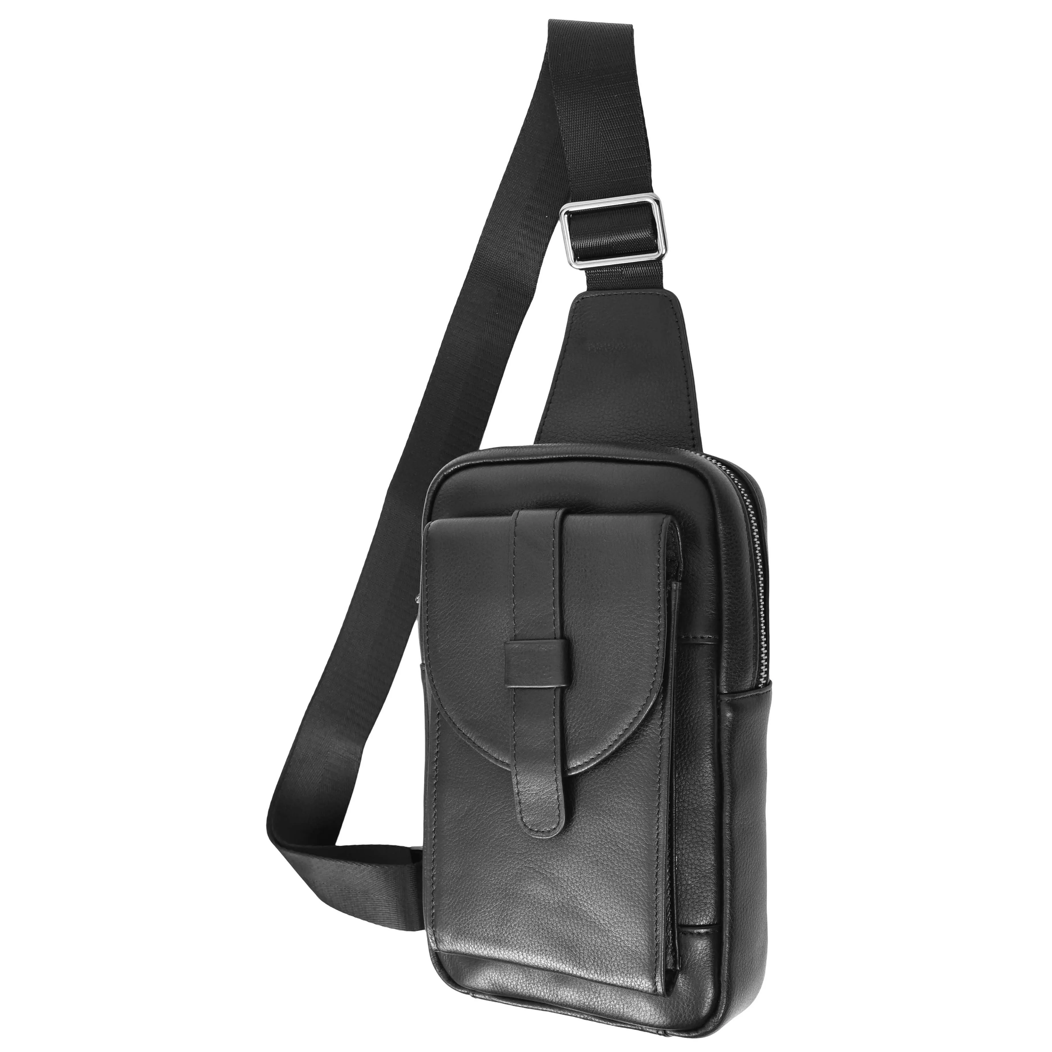 Real Leather Cross Body Chest Bag Elliot Black