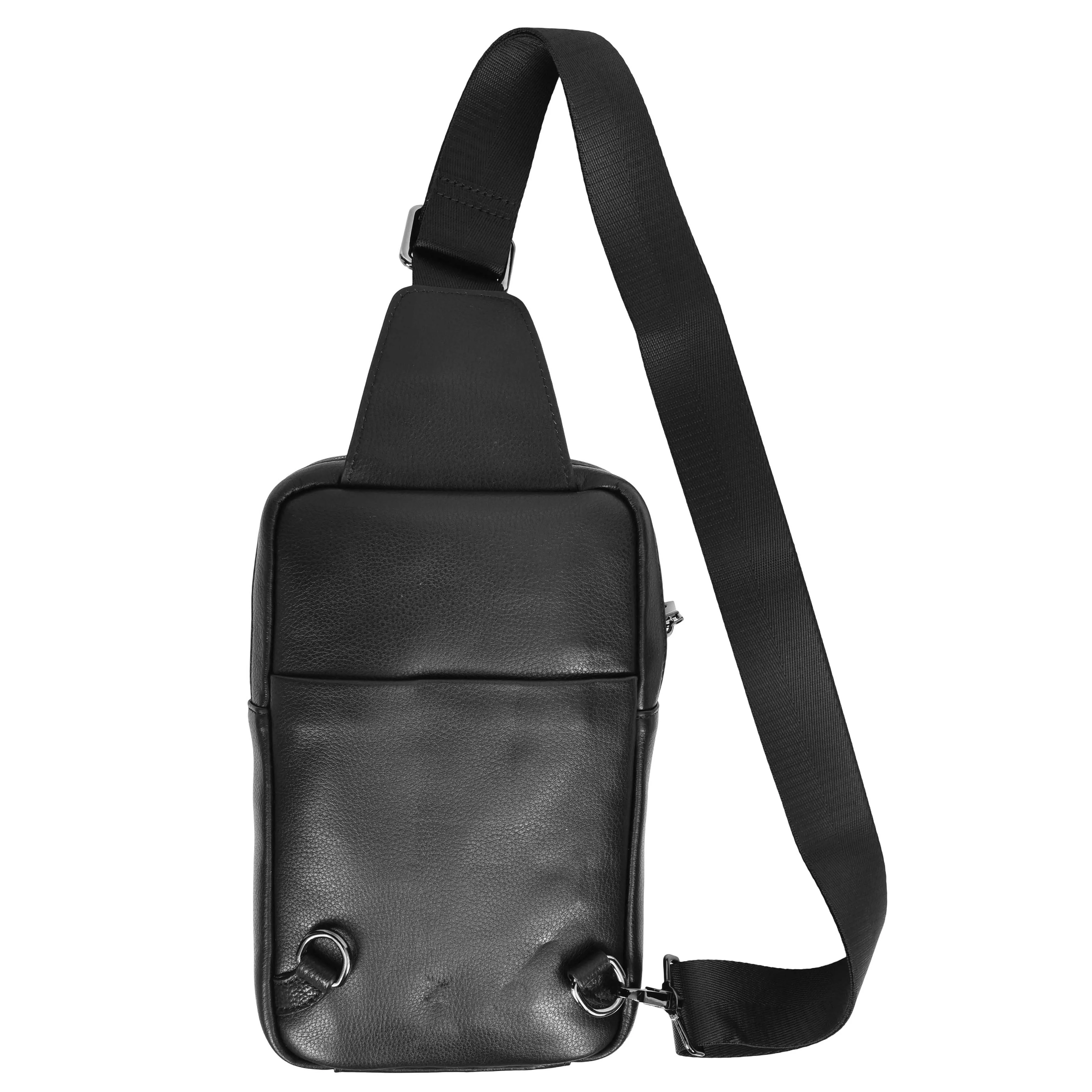 Real Leather Cross Body Chest Bag Elliot Black