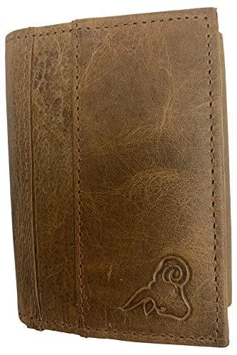 RFID Genuine Leather Slim Mens Trifold Wallet With ID Window Front Pocket USA Series Wallet Gift Box RFID55HU