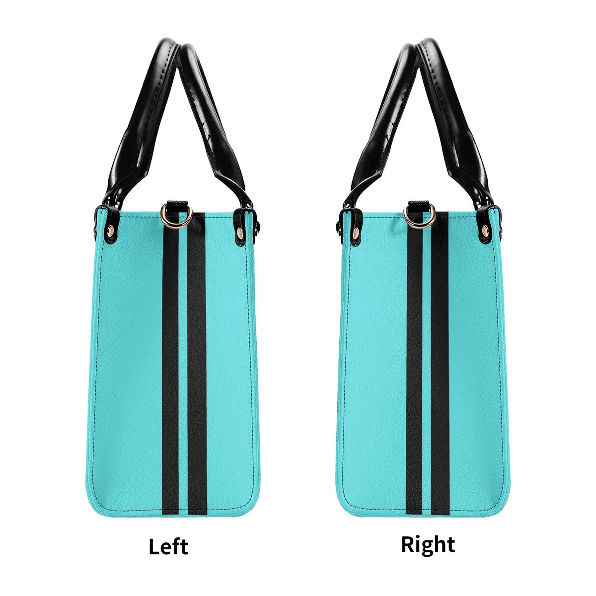 Royalty DON'T D4XV Black logo, Stripes & Turquoise  Multiple Sizes Upgraded Luxury Women PU Leather Handbag