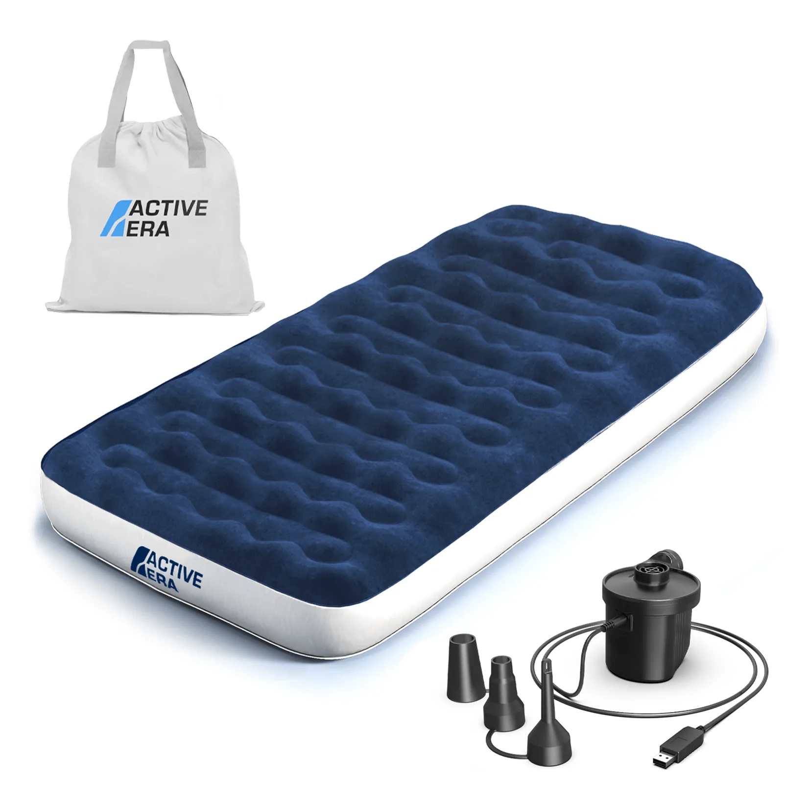 Single Camping Air Bed – Navy/White