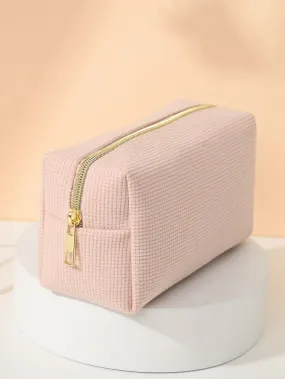 Solid Pastel Makeup Bag Cosmetic Organizer Toiletries Bag Makeup Organizer Zip