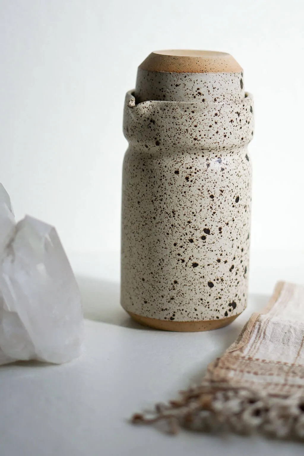 Speckled Stoneware Bedside Carafe Set | Artisan Crafted Ceramic