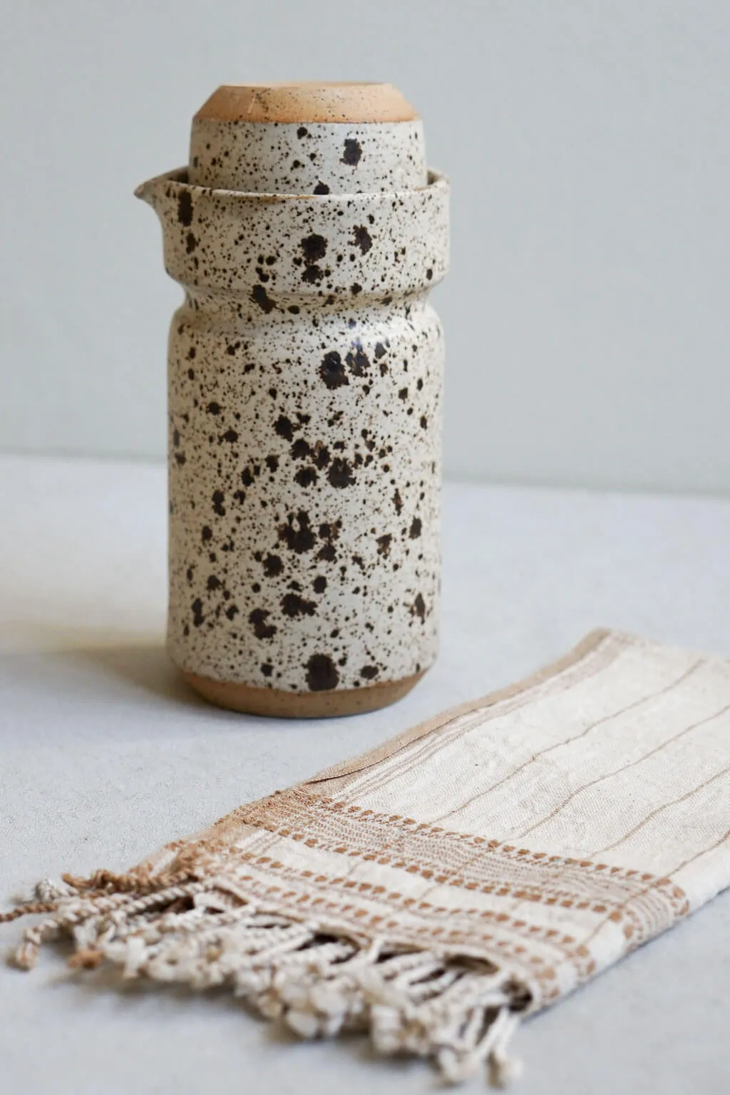 Speckled Stoneware Bedside Carafe Set | Artisan Crafted Ceramic