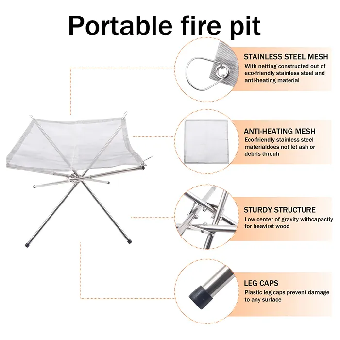 Stainless Steel Fire Pit with Carry Bag