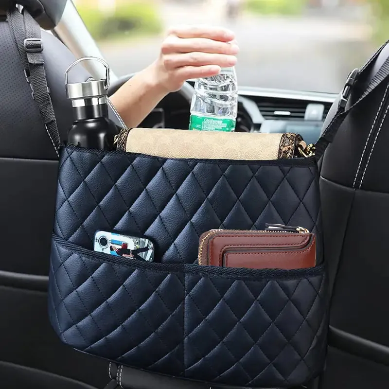 Stylish PU Leather Handbag Car-Mounted Storage Bag