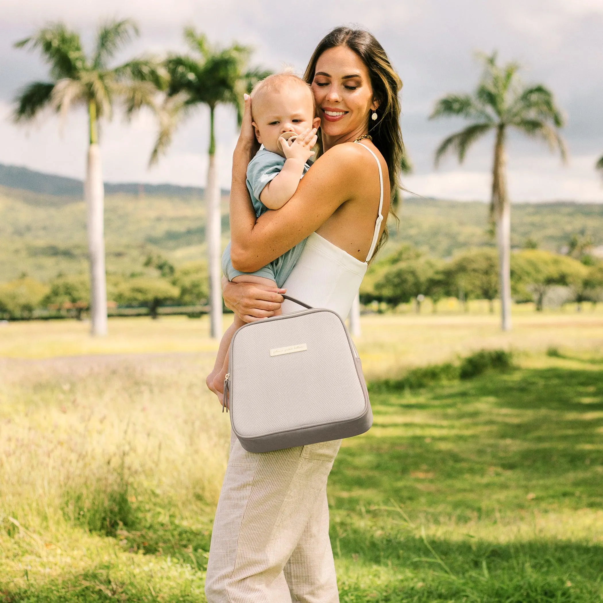 Tandem Bottle & Lunch Tote in Grey Matte Cable Stitch