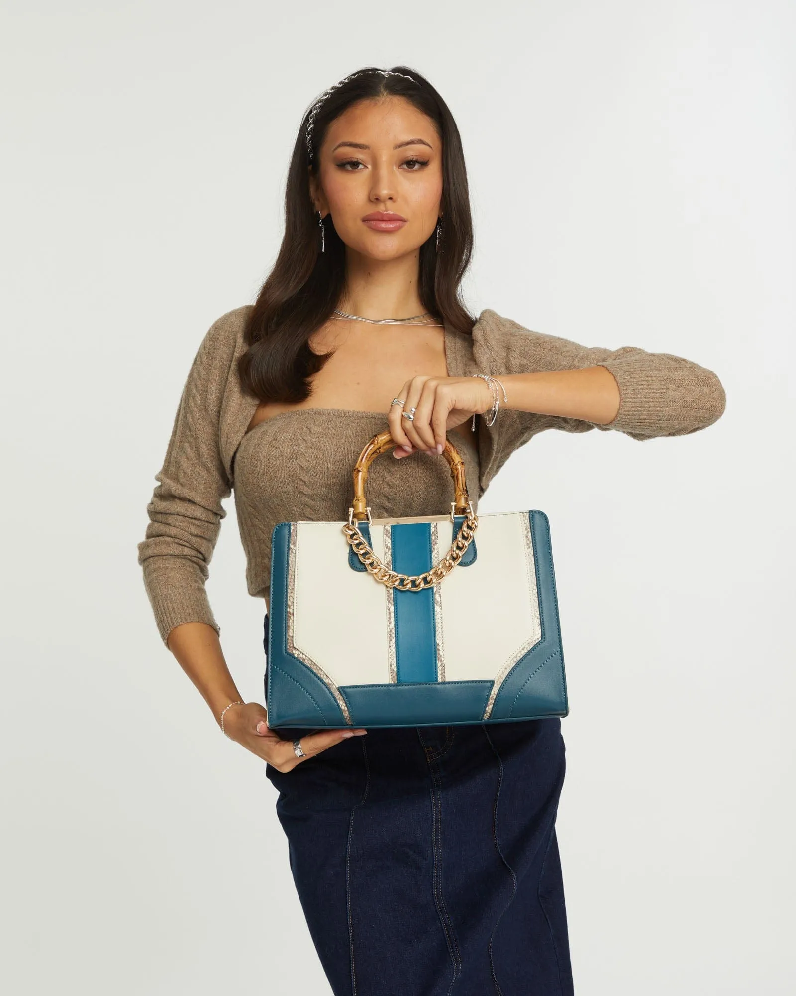 Teal Kyandra Bamboo Tote Bag