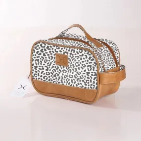 Thandana Laminated Fabric Vanity Bag | Cheetah White