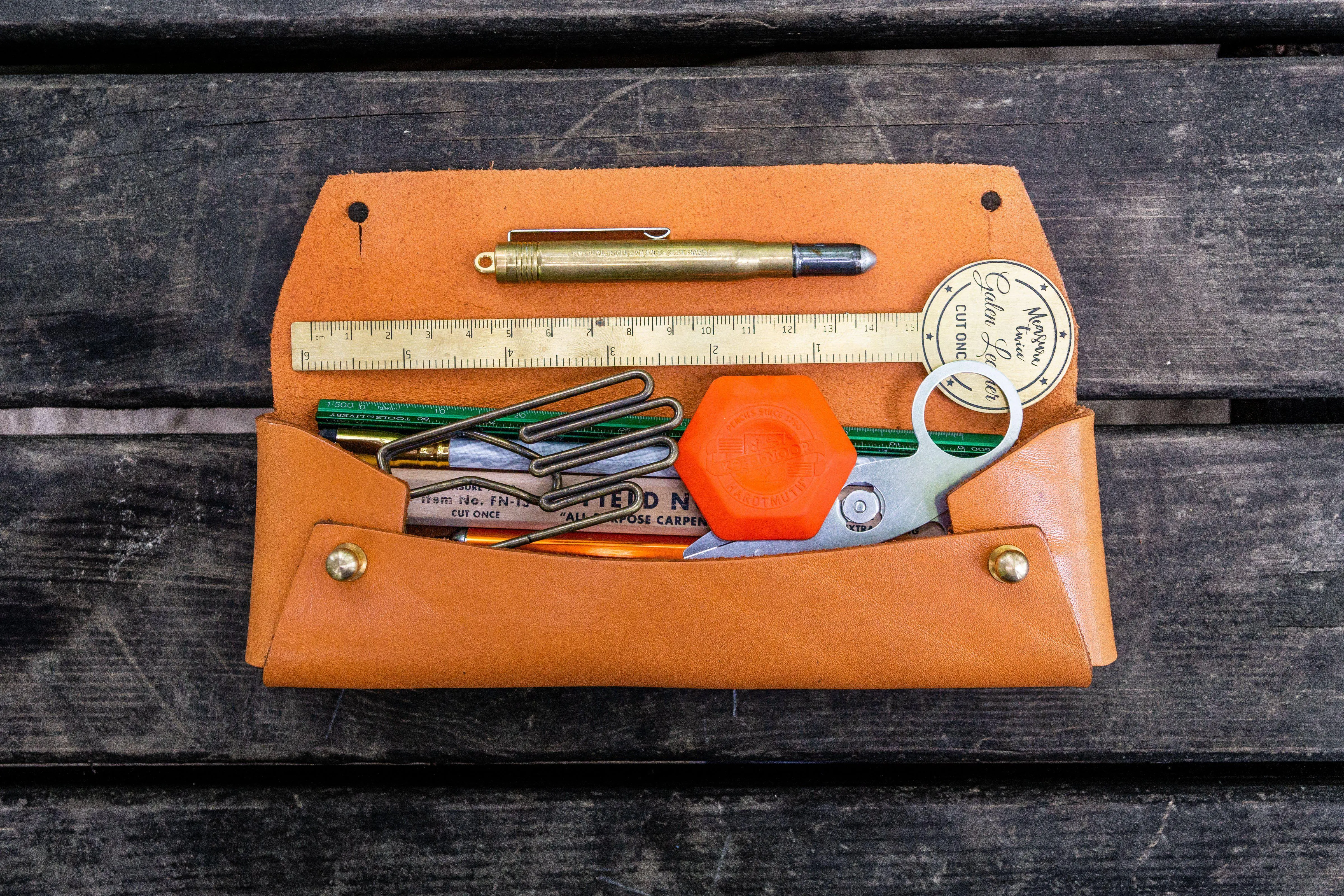 The Student Leather Pencil Case - Orange