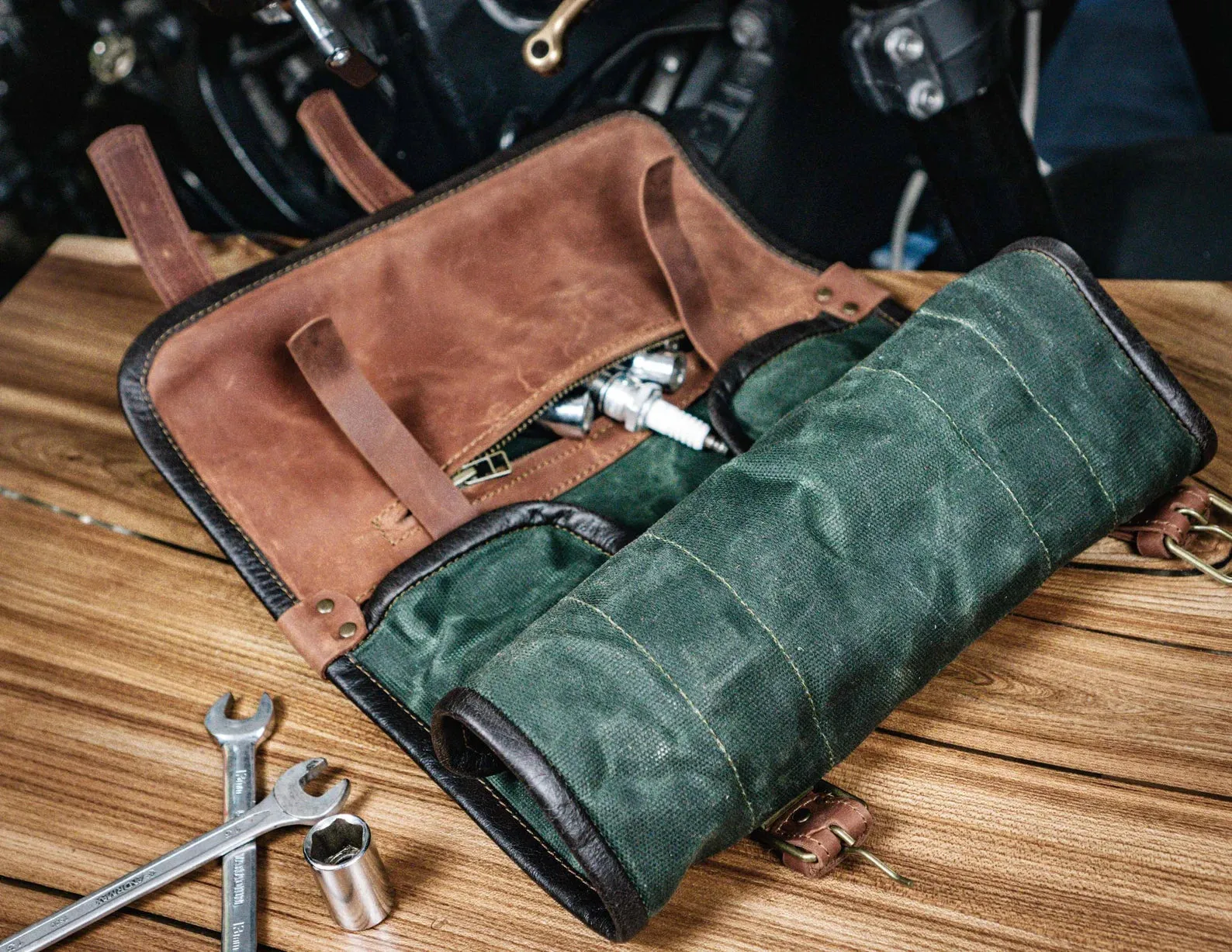 Tool Roll | Wrench roll up | Waxed Canvas & Leather | Handmade