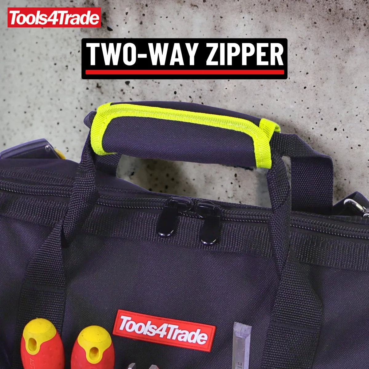 Tools4Trade 18" Tool Bag with Multi-Pockets & Hard Base - Yellow