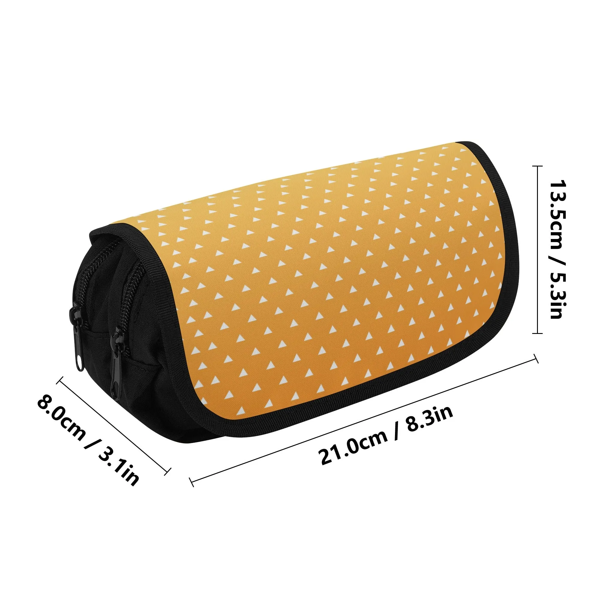 Trendy Double Layer Pencil Cases for Tweens & Teens. Back to school supplies-Anime inspired Orange Yellow pattern