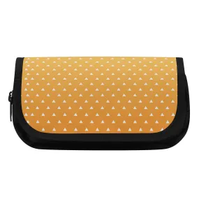 Trendy Double Layer Pencil Cases for Tweens & Teens. Back to school supplies-Anime inspired Orange Yellow pattern