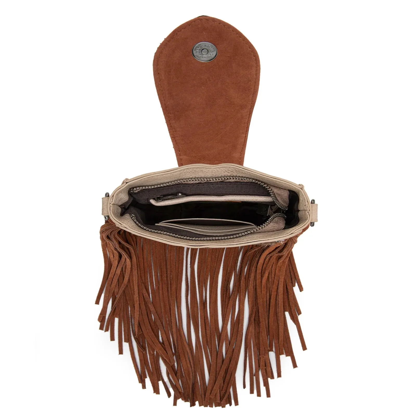 Trinity Ranch Genuine Hair-On Cowhide Tooled Fringe Crossbody Bag