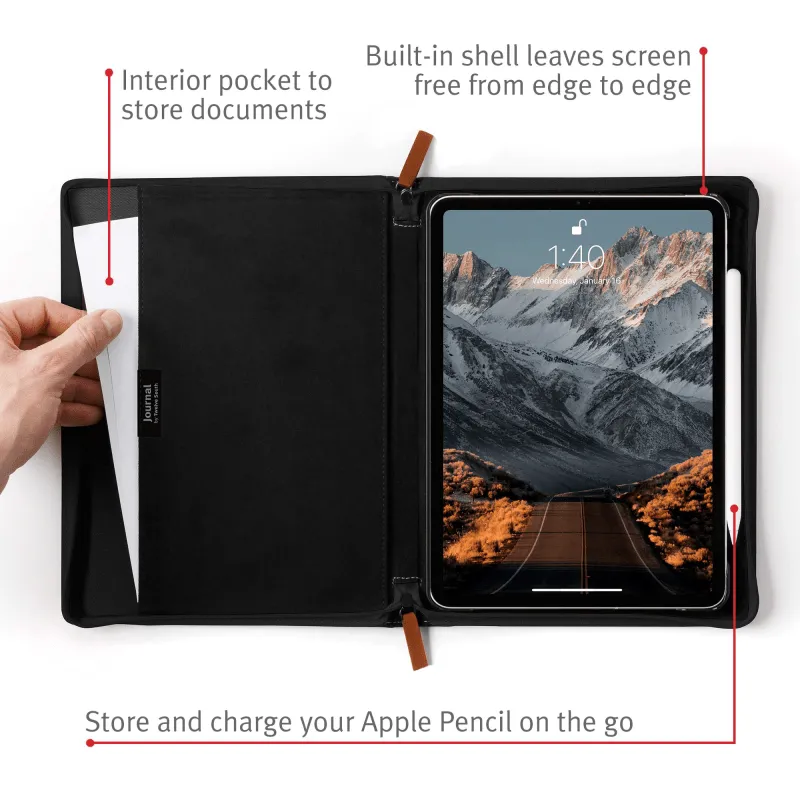 Twelve South 12.9" iPad Leather Case - Apple iPad Pro (Gen 3) Protective Journal Case and Easel with Pencil Holder (New)