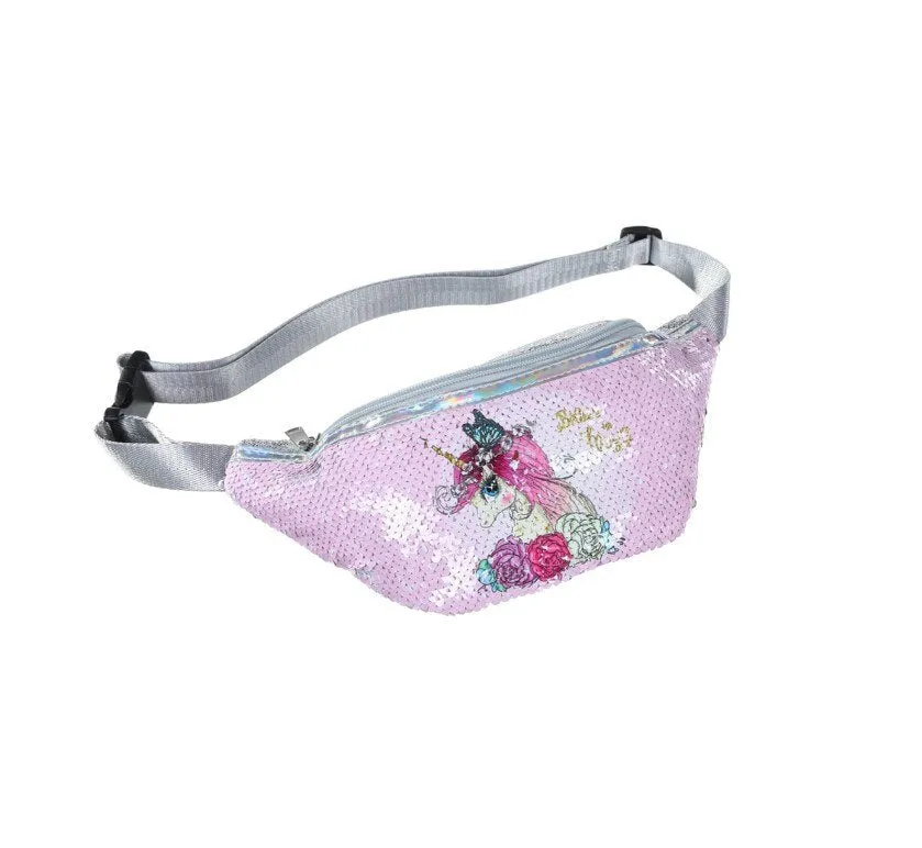 Unicorn Sequins Girls Belt Waist Pack Fanny Girls Belt Mermaid Sport Bag Cartoon For Girl