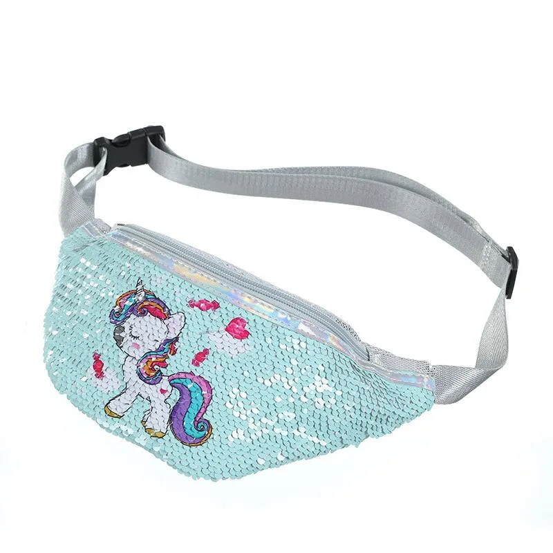 Unicorn Sequins Girls Belt Waist Pack Fanny Girls Belt Mermaid Sport Bag Cartoon For Girl