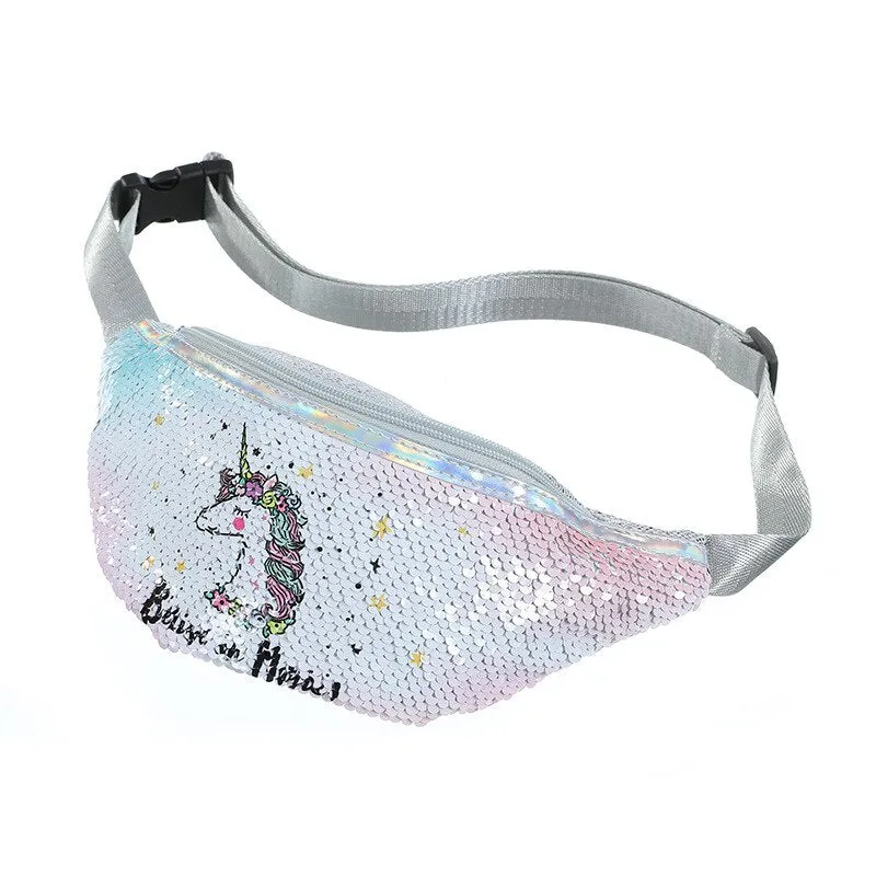 Unicorn Sequins Girls Belt Waist Pack Fanny Girls Belt Mermaid Sport Bag Cartoon For Girl