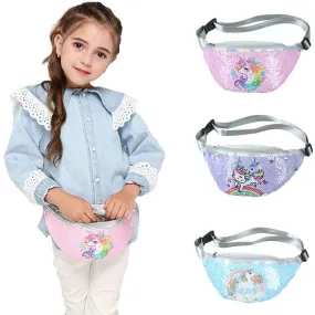 Unicorn Sequins Girls Belt Waist Pack Fanny Girls Belt Mermaid Sport Bag Cartoon For Girl