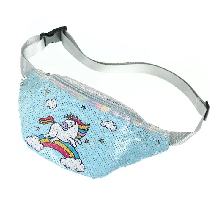 Unicorn Sequins Girls Belt Waist Pack Fanny Girls Belt Mermaid Sport Bag Cartoon For Girl