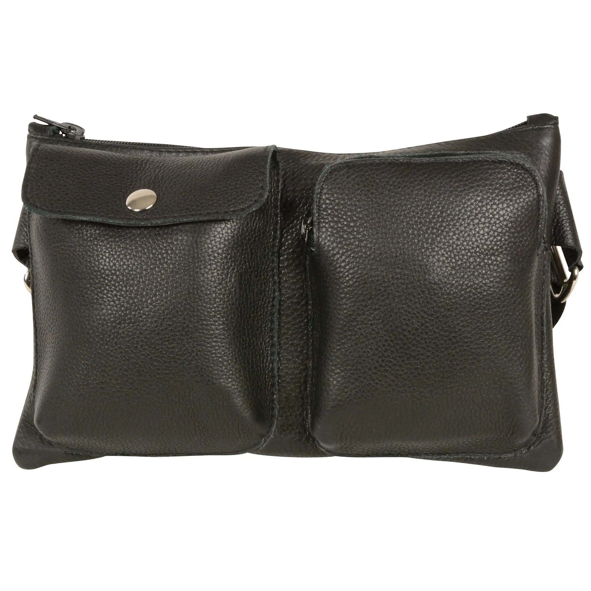 Unisex Black Leather Belt Bag w/ Gun Holster