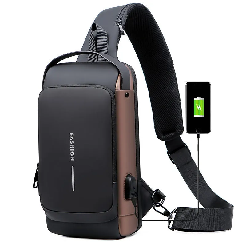 USB rechargeable anti-theft sling shoulder bag