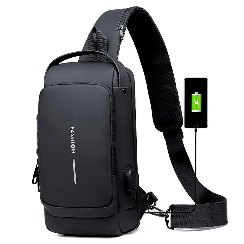 USB rechargeable anti-theft sling shoulder bag