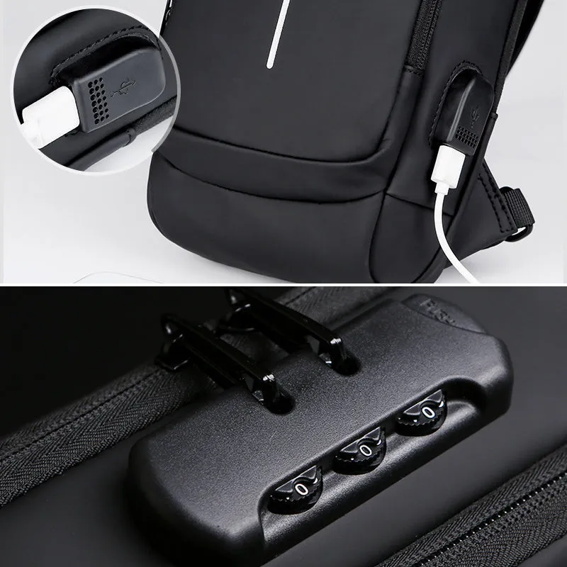 USB rechargeable anti-theft sling shoulder bag