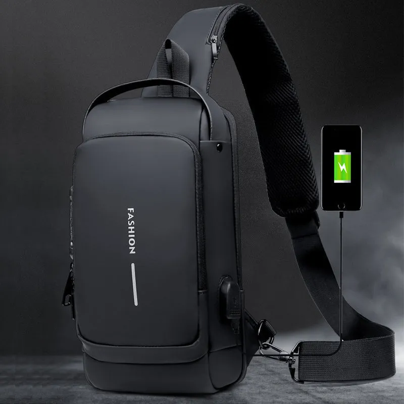 USB rechargeable anti-theft sling shoulder bag