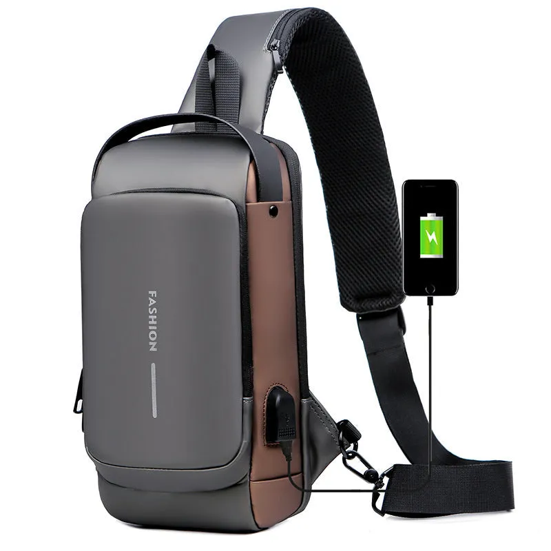 USB rechargeable anti-theft sling shoulder bag