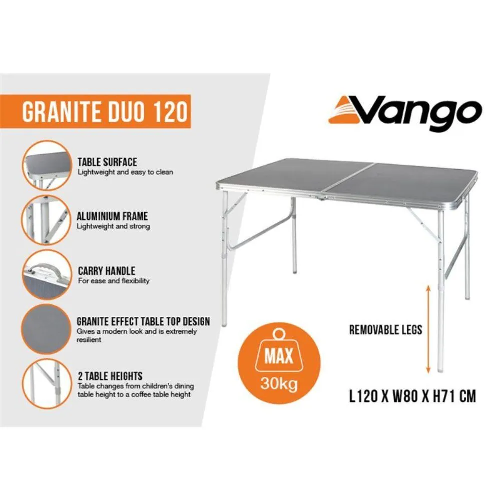 Vango Granite Duo 120cm Camping Table (Excalibur)