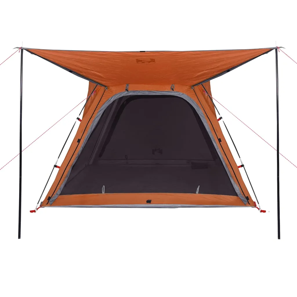 vidaXL Camping Tent 4-Person Grey and Orange Quick Release Waterproof