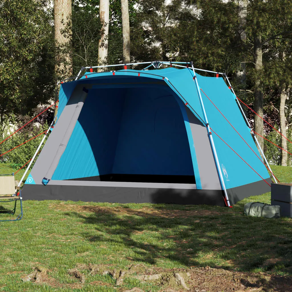 vidaXL Camping Tent Cabin 4-Person Blue Quick Release