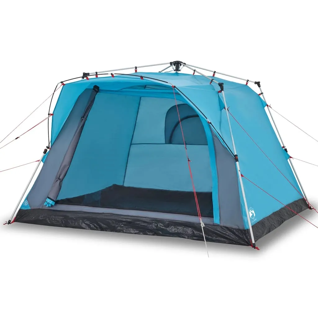 vidaXL Camping Tent Cabin 4-Person Blue Quick Release